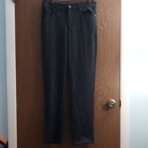 Gloria Vanderbilt Black Patterned Pants Size 8